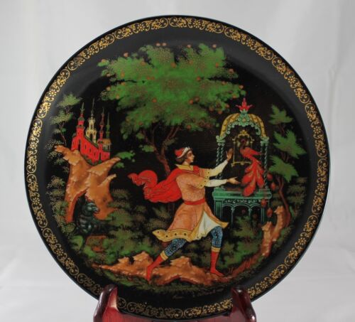 Lomonosov Russian Legends Fairy Tale Plate The Golden Cage Gold Trim Mint - Afbeelding 1 van 8