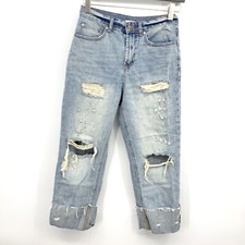 BDG Urban Outfitters Women 26 Jeans Crop Lightwash Distressed Cuff Cotton Pants