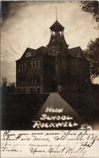 High School Rockwell Iowa IA (from Aunt Molly) c1900s Real Photo Postcard F99