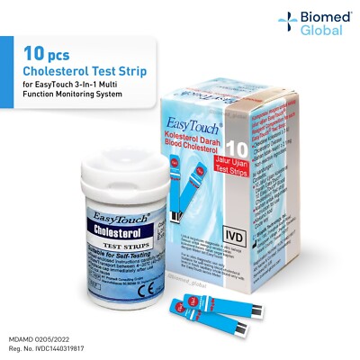 Easy Touch Test Strips for Blood Cholesterol  Box of 10 Test Strips