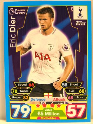 Match Attax 2017/18 Premier League - #298 Eric Dier - Tottenham Hotspur