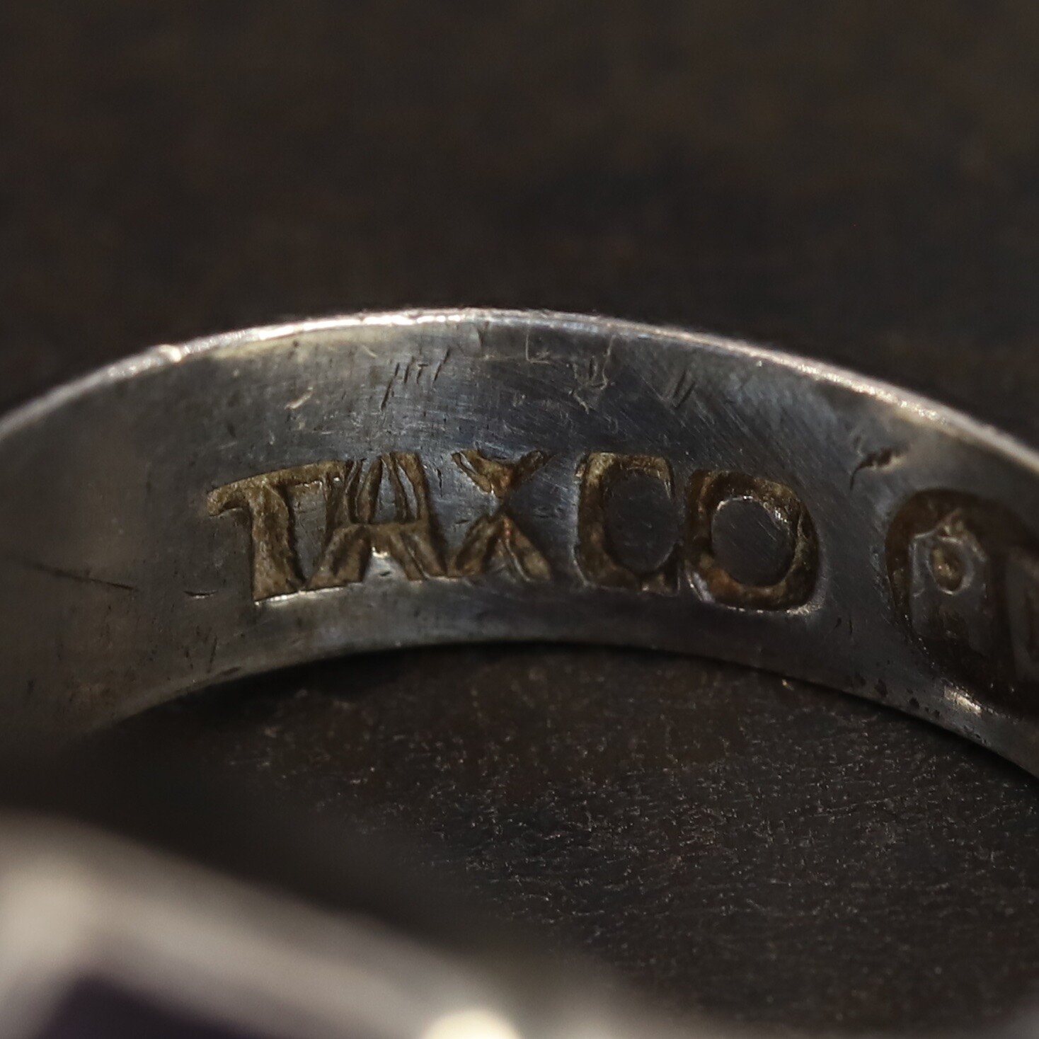 VTG Sterling Silver 980 MEXICO TAXCO Amethyst Men's Pinky Ring Size 6