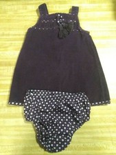 Vintage Old Navy 1994 Baby Girl Size 3/6Mth Sleeveless 100 C Plum Dress Set