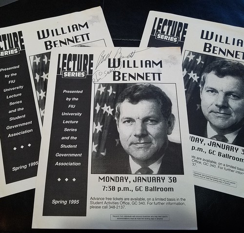 3 WILLIAM "BILL" BENNETT Secrétaire à l'Education Signé 8 X 11 CRF Séminaire 1995 - Photo 1/3