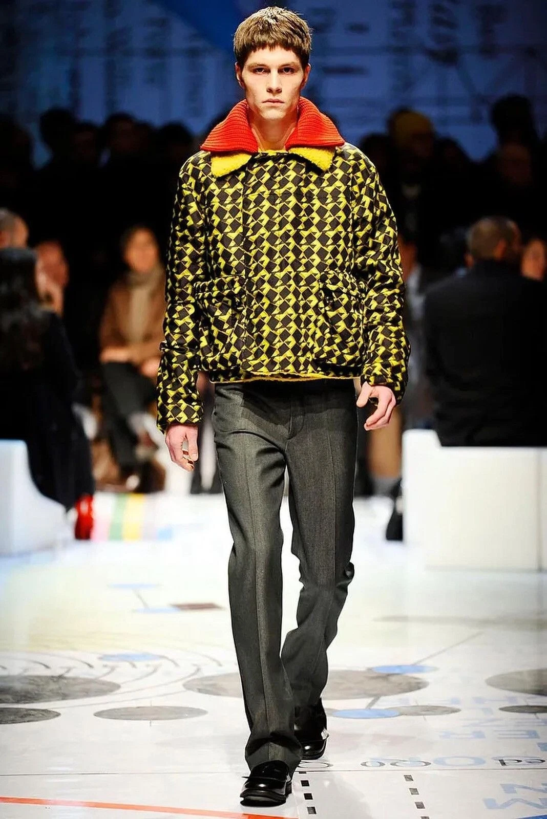 FW10 11 Cappotto Uomo Prada Runway Nylon Cotone Ecopelliccia Pesante IT 46