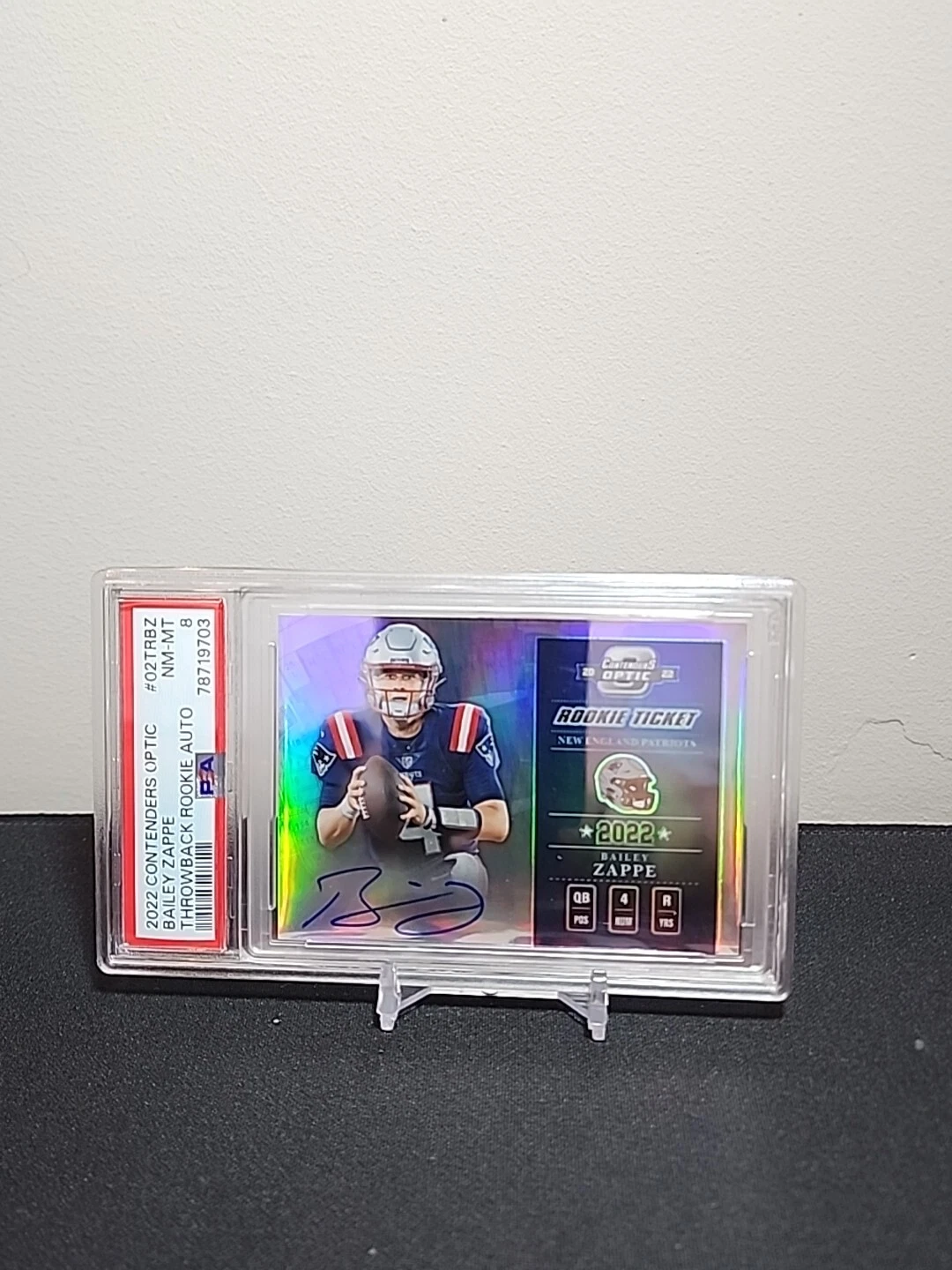 Bailey Zappe Panini Contenders Optic Contenders Throwback Rookie Autographs #02TRBZ Base