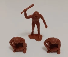 DFC Cavemen Brown Plastic Dinosaur Vintage 1980s Caveman Prehistoric Lot of 3