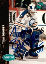 Tom Draper Signed Auto 1992-93 Parkhurst Rookie card Buffalo Sabres. rookie card picture