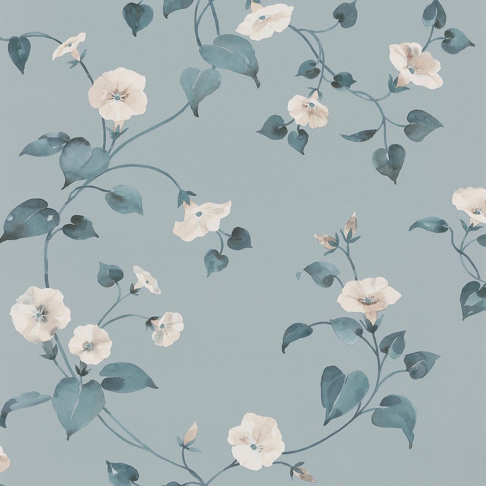 Abode Laura Floral Trail Wallpaper 0554943 Duck Egg Leaves Flowers