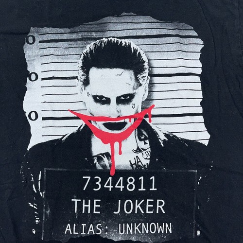 Suicide Squad Shirt Men Medium Black Tee DC Comics The Joker Batman Mug Shot Y2K - Picture 4 of 7