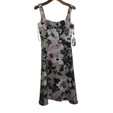 Adrianna Papell Mikado Floral Retro Sleeveless Below Knee A-Line Dress Sz 6 NWT