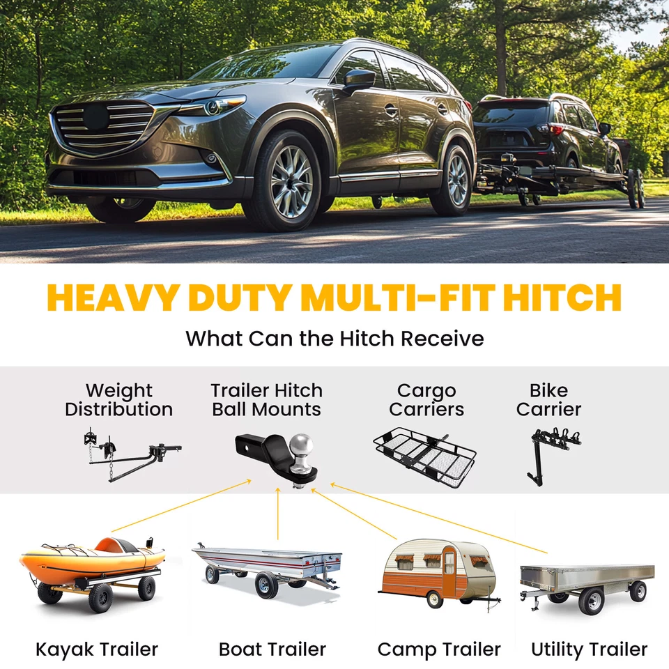 Class 3 Trailer Hitch 2" Receiver Rear Bumper Tow Kit For Mazda CX-9 2007-2015 Foto 3 de 4