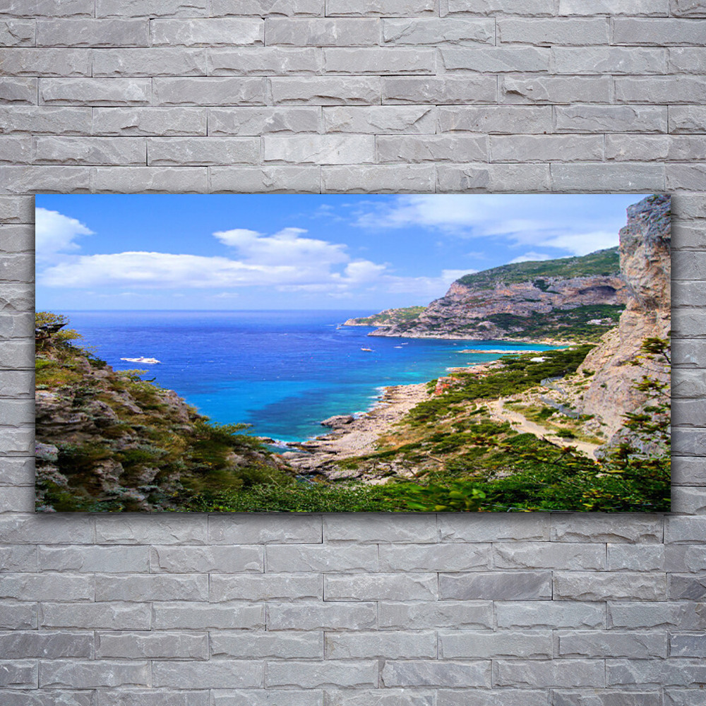 Tableau sur verre acrylique haut de gamme 120x60 paysage marin contemporain