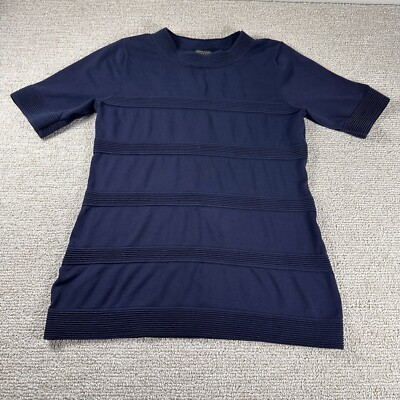 Pendleton Ribbed Short Sleeve Crew Neck Shirt Blue Women s Size Large