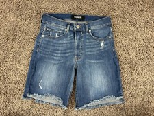 Express Shorts Bermuda Jeans Women's 4 Blue Denim Medium Wash Distressed Cutoff