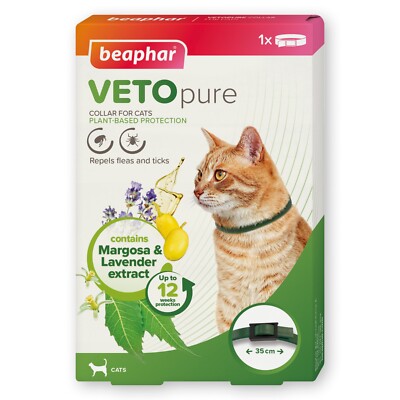 Beaphar VETOpure Pflanzenschutz Flohhalsband für Katzen | 35 cm
