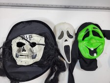 3 halloween Vintage Easter Unlimited Fun World Ghost Face Scream Masks Skull RIP