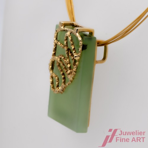 Rimorchio 585/14K Oro Giallo Russo Giada Verde Fatto a Mano Handgefertigt - Foto 2 di 3