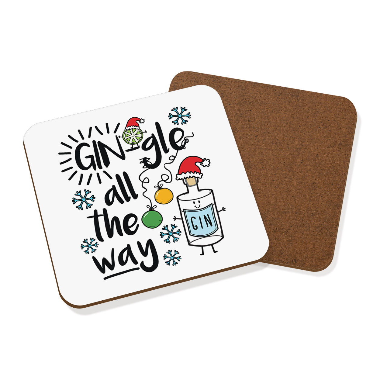 Gin-gle All The Way Coaster Drinks Mat - Gin Jingle Christmas Secret Santa
