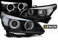 Paar Scheinwerfer BMW 5Er E60 /E61 Ab 05-07 Xenon Angel Eyes LED Schwarz