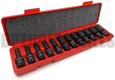 12pc 3/8" Drive Universal Ball Swivel Deep Impact Socket Set (SAE) Radius Set 