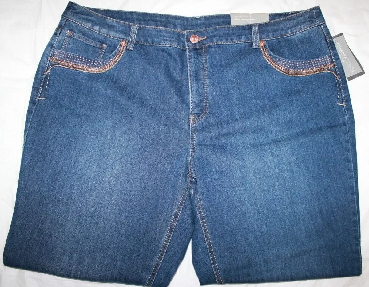 CJ Banks Signature Slimming Moderately Curvy Rhinestone Pocket Jeans  Women's 22W