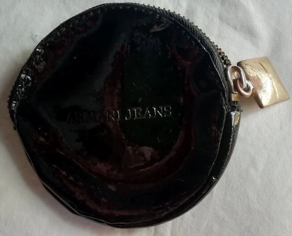 Purse Armani Jeans Black Patent Leather Zipper Used Leather — 第 2/4 张图片