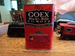Vintage Goex FFFg Red Tin Can Empty Black Powder Rifle Musket