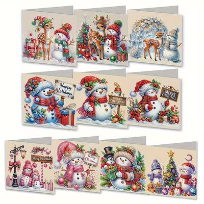 10 Stück Diamond Painting Grußkarten Karten Weihnachten Diamant Malerei basteln