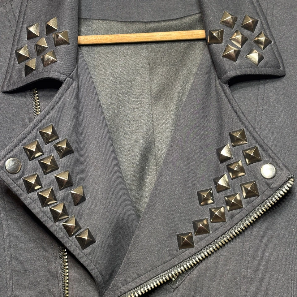 Chaqueta de Moto Smash para Mujer con Tachuelas L Negra Cremallera Edgy Chic Rocker Retro Bolsillos Forrada Foto 2 de 4