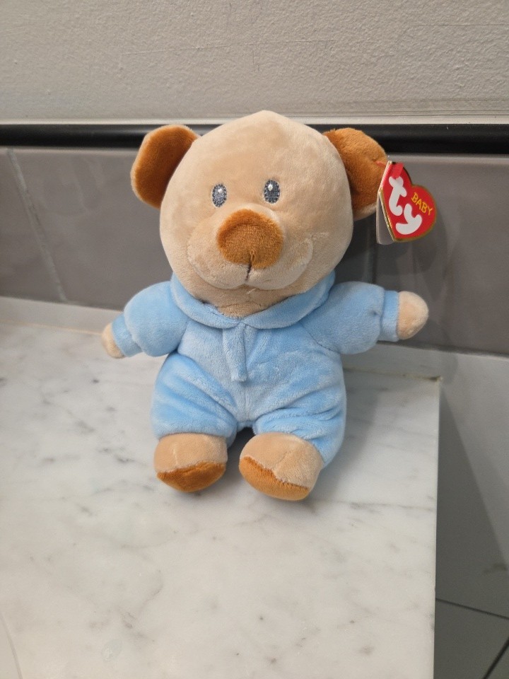 BABY TY PJ BEAR BLUE (Non-Removable Pajamas) 7"  Stuffed Plush Animal Toy  (NEW)