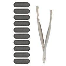 10 Pcs 0.63"x0.2" Phone Dustproof Net Sticker Speaker Cover with Tweezer Black
