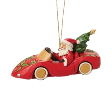 Jim Shore SANTA IN SPORTS CAR HANGING ORNAMENT 6017299 NEW 2025