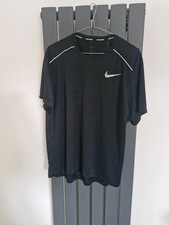 NWOT Nike Dri-Fit T Shirt.Black.Silver Trim. L. Gym Jog Run Workout Travel Chill
