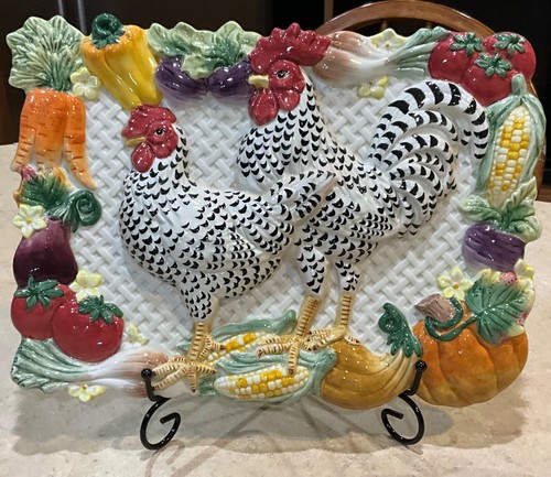 Farm/Country Style-Rooster & Hen Decorative Wall Art Plate by Fitz & Floyd