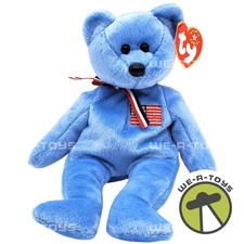 Ty Beanie Babies America the Bear Blue Plush Bear 2002