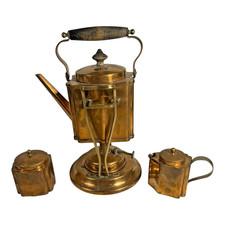 Antique Jos Heinrichs New York Pure Bronze Sterling Silver Tea Kettle Set