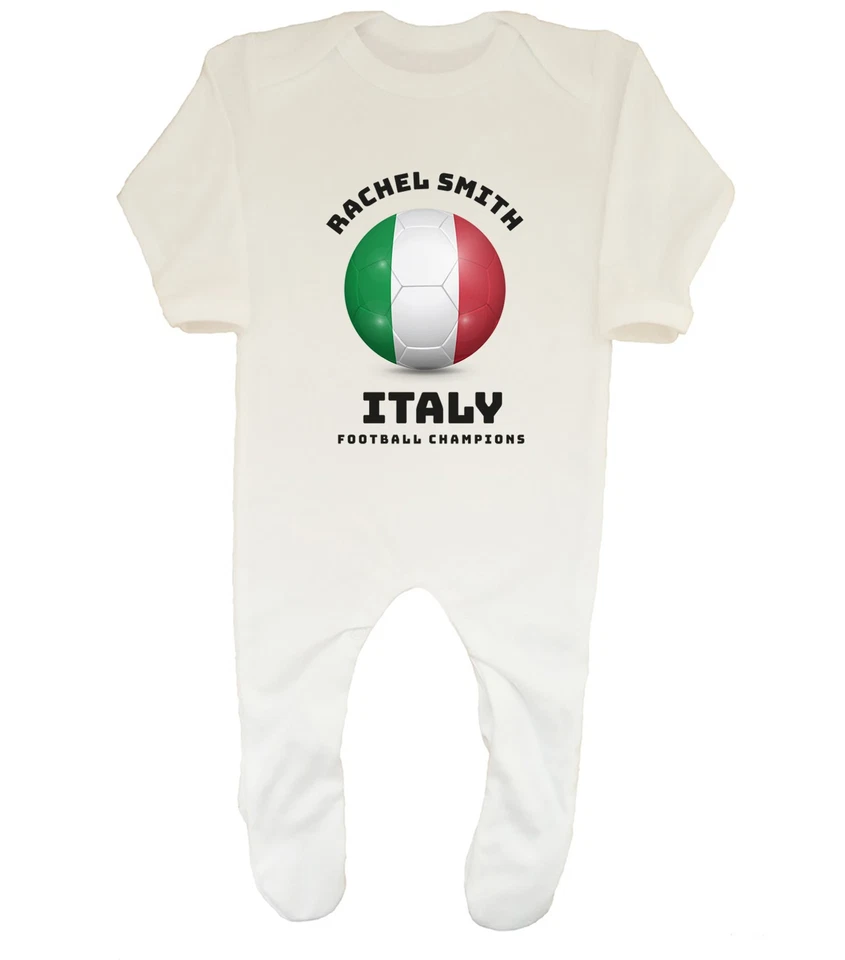 BABY ORIGINALS Personalised Italy Flag Football Supporters Fan Baby Grow Sleepsuit Gift