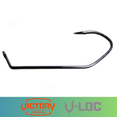 Victory Hook 11798 V-Loc 60º Bass Hook Flat Eye Endura Needle Point 25 Pack New