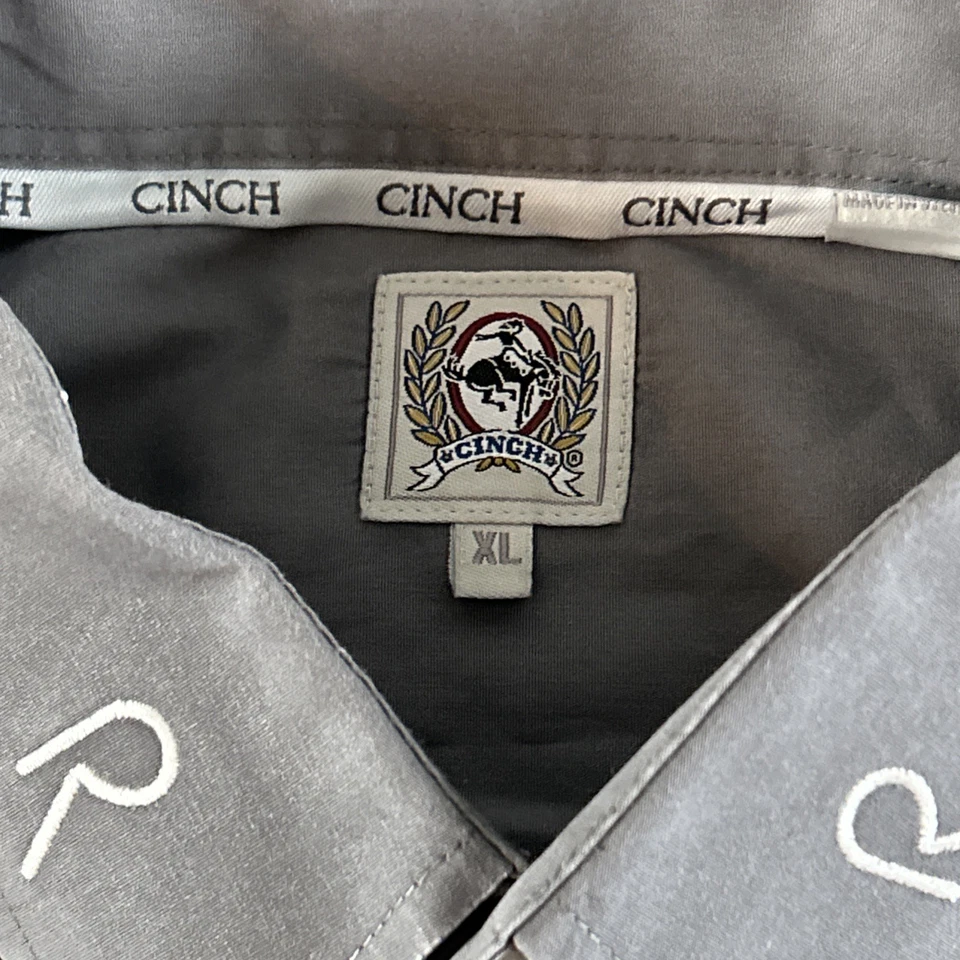Camisa Patrocinador Cinch Pro Rodeo Concursante Para Hombres XL Gris USTPA Rod Patrick #8540 Foto 4 de 4