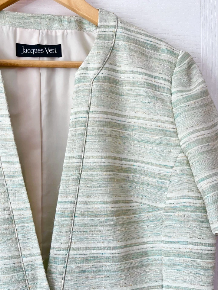 JACQUES VERT Mint Green Jacket Size 18 Elegant Wedding Blazer MoB Smart Occasion - Image 3 of 4