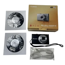 Canon PowerShot A4000 IS 16MP Digital Camera Black Orig Box Battery PARTS ONLY