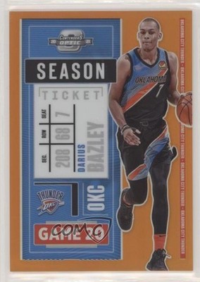 2020 Panini Contenders Optic Season Ticket Orange Prizm 4/49 Darius Bazley s3g