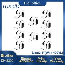 10Rolls 2-3/7" x 100' Continuous Paper Tape DK-2205 for Brother QL-1050N Label