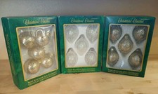 15  Christmas Classics Commodore Glass Orn. White&Gold Glitter Romania /Numbered