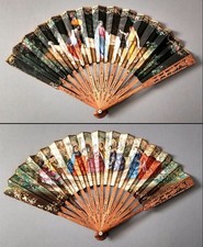 Antique Mid 19th C. Victorian Hand-Painted English Women's Hand Fan