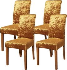 Chair Covers for Dining Chairs Set of 4,Velvet Gold Stretch Dining Room Chair