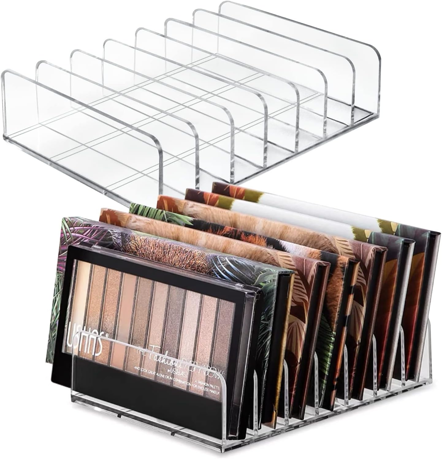 Eyeshadow Palette Organizer, Acrylic 7-Section Divided Makeup Palette Organizer-image