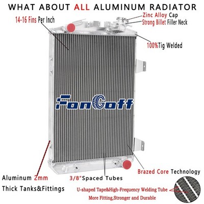 Upgrade 4 Row Radiator for 1930 Chevy Base 3.2L l6 AT Chevy V8 Conversion.Engine