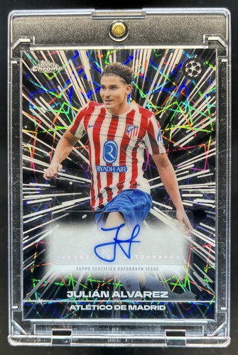 2025-26 Topps Chrome UEFA Julian Alvarez Black Lazer Auto #BLA-JA Atletico